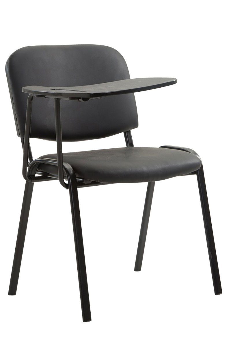 TPFLiving Besucherstuhl Keen mit hochwertiger Polsterung - Konferenzstuhl (Besprechungsstuhl - Warteraumstuhl - Messestuhl), Gestell: Metall schwarz - Sitzfläche: Kunstleder schwarz