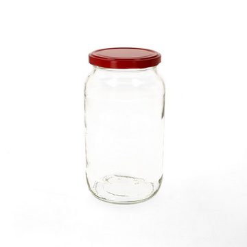 MamboCat Einmachglas 12er Set Rundglas 1062 ml To 82 Piros Deckel incl. Diamant Rezeptheft, Glas