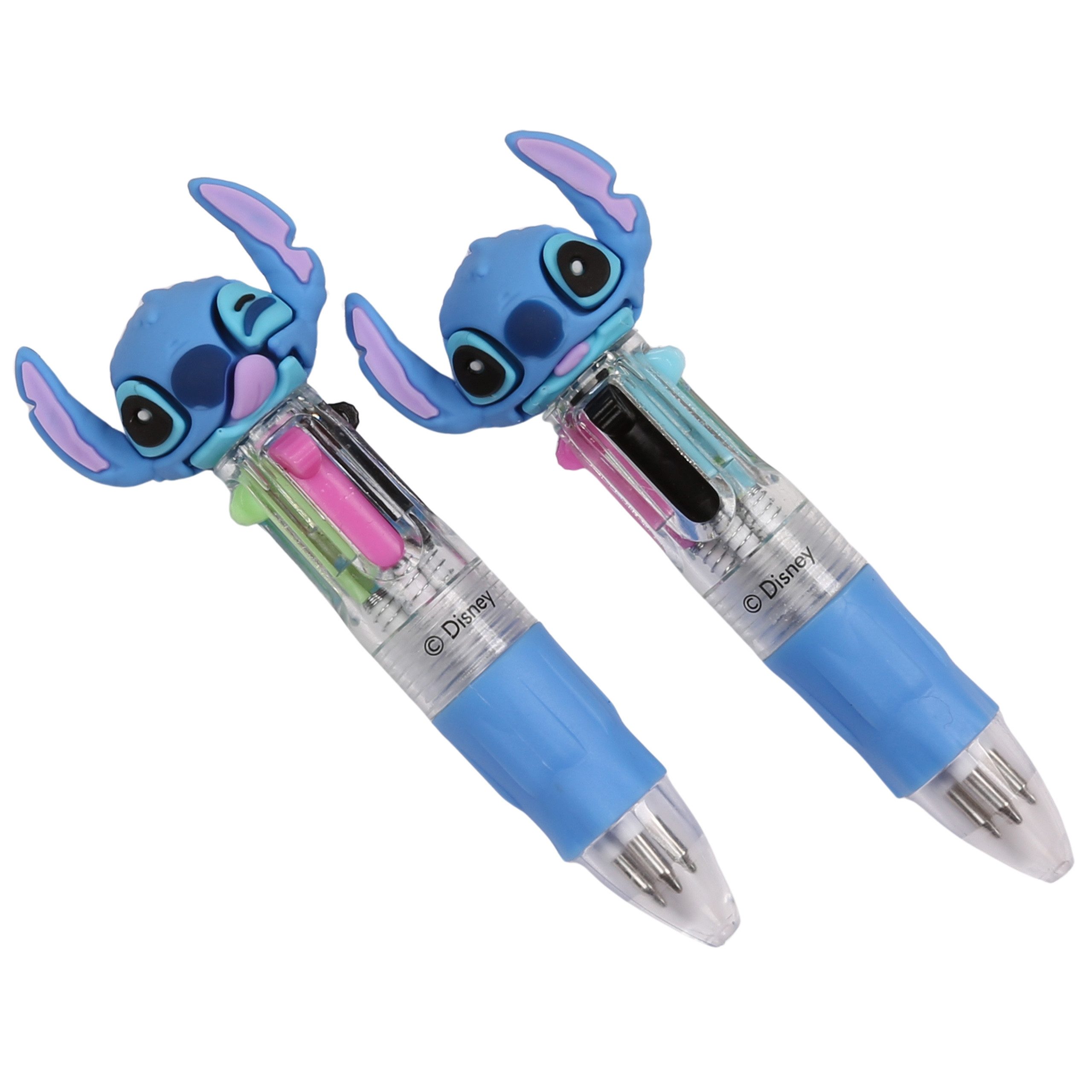 Disney Kugelschreiber DISNEY Stitch 2x 4in1 Mini-Stifte + Etui, mehrfarbig, automatisch