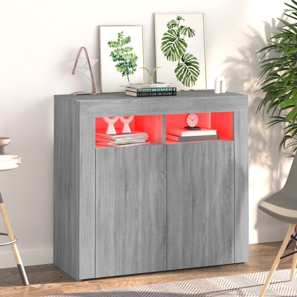 Nettlife Sideboard Sideboard mit LED 80x35x75 cm, Geeignet für Esszimmer, Küche, Wohnzimmer