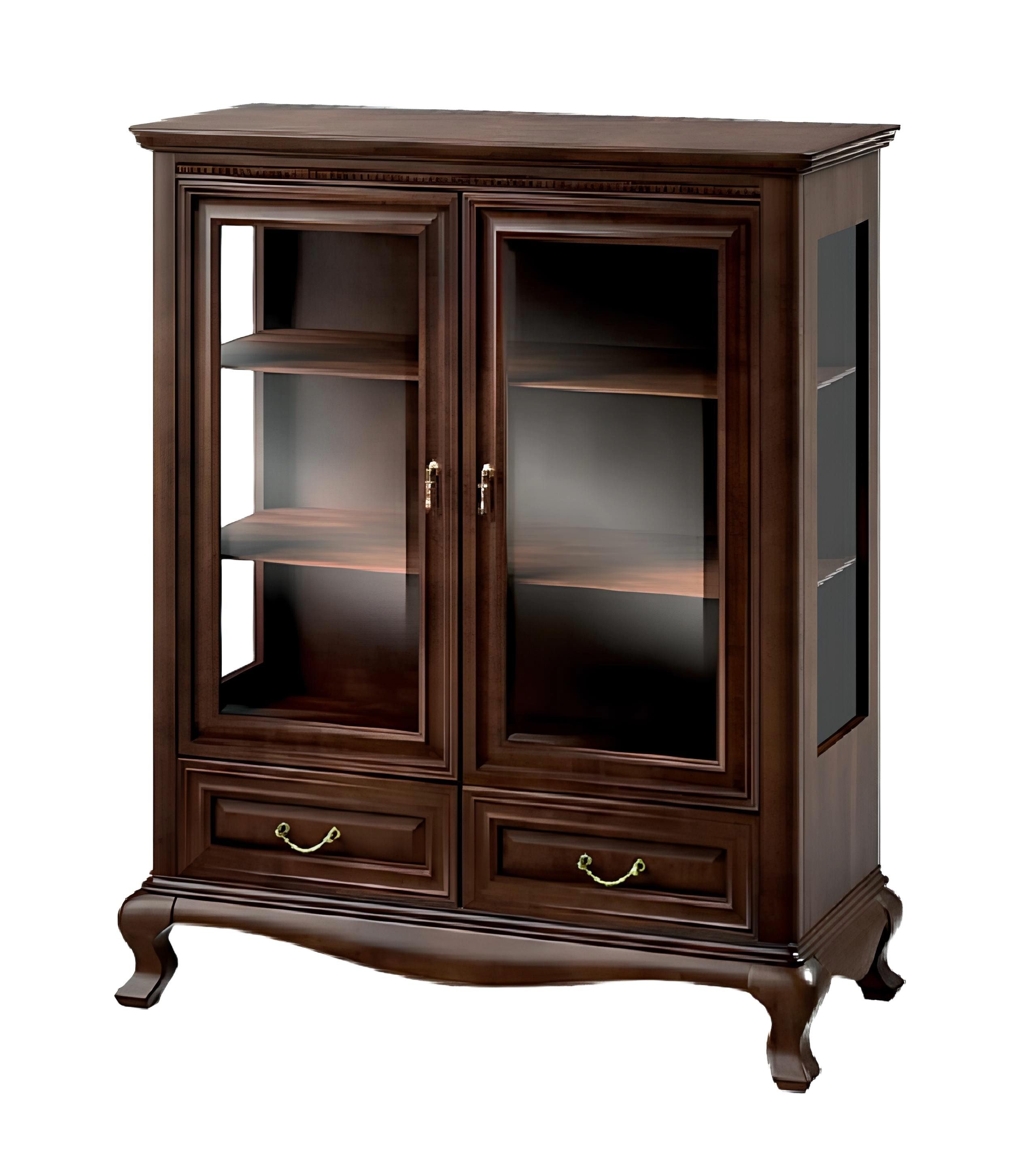 Xlmoebel Vitrine Traditioneller Vitrinenschrank aus Echtholz mit Glasfront V-W 3-4 (Klassische Vitrine Vitrinenschrank Vitrinen - Model V-W 3-4 Vitrine) Hergestellt in Europa