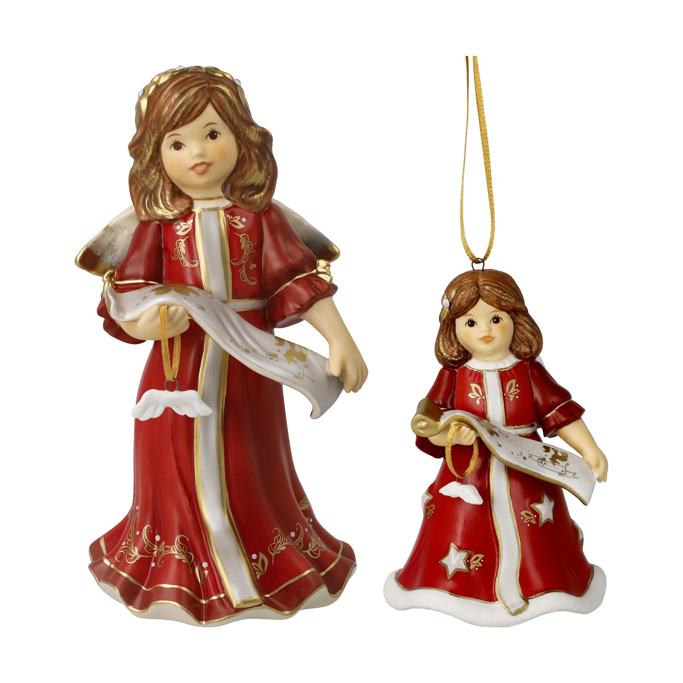Goebel Engelfigur Set Jahresengel + Jahresengelglöckchen 2025, Farbe: rot, 2-tlg.