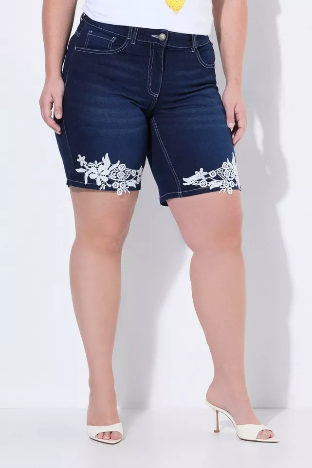 MIAMODA 5-Pocket-Jeans Jeans-Shorts gerade Spitze am Saum