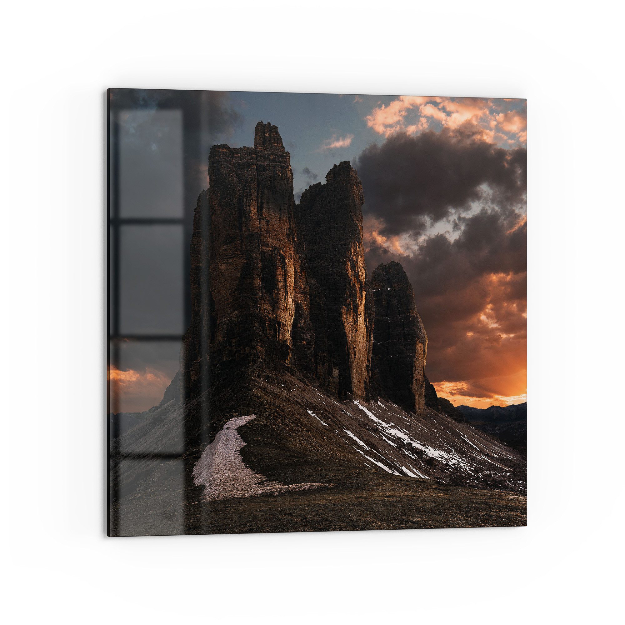 DEQORI Küchenrückwand 'Bergdämmerung', Glas Spritzschutz Badrückwand Herdblende