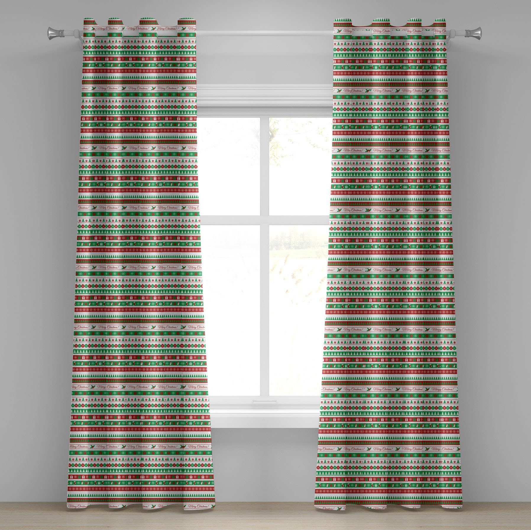 Gardine Dekorative 2-Panel-Fenstervorhänge für Schlafzimmer Wohnzimmer, Abakuhaus, Weihnachten Weihnachten Wörter Ceremony