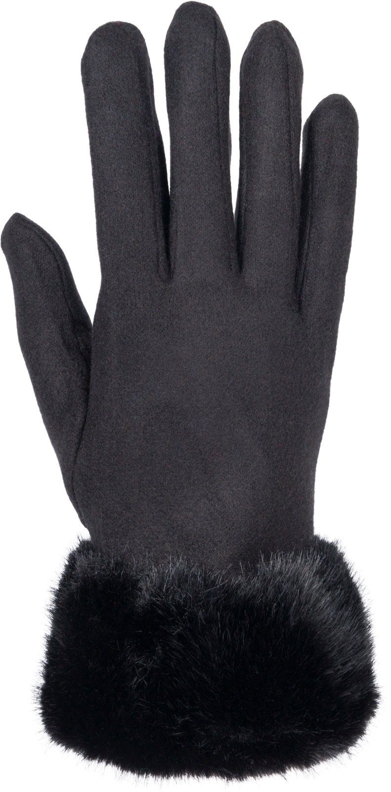Fleecehandschuhe mit Kunstfell Schwarz Unifarbene styleBREAKER Handschuhe Touchscreen