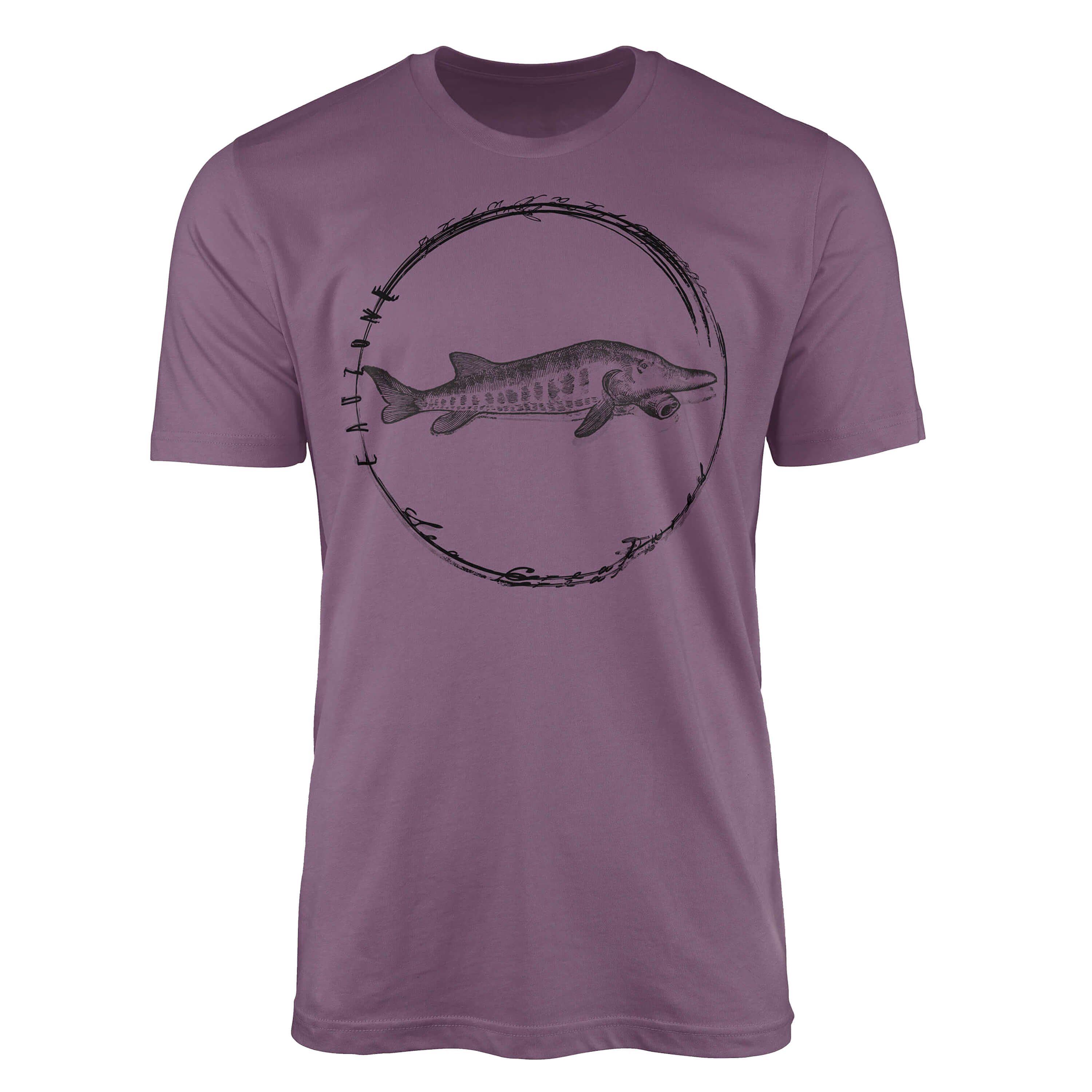 Sinus Art T-Shirt T-Shirt Tiefsee Fische - Serie: Sea Creatures, feine Struktur und sportlicher Schnitt / Sea 090 Shiraz