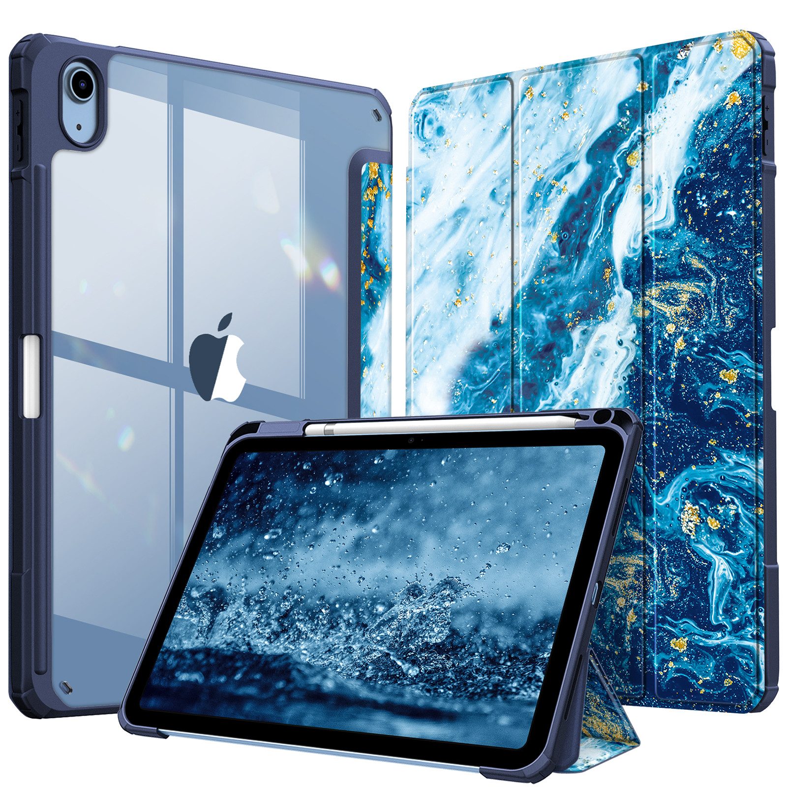 Fintie Tablet-Hülle für iPad 11 Generation 11 Zoll 2025 (A16), iPad 10 Generation 2022 10.9 Zoll, mit Stifthalter, Stoßfeste Hybrid Hülle mit transparenter Hartschale