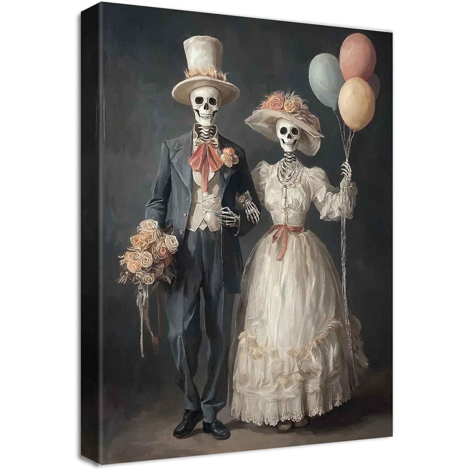 LuxusKollektion Leinwandbild Leinwandbild Halloween 30L x 40B cm Halloween Braut und Bräutigam