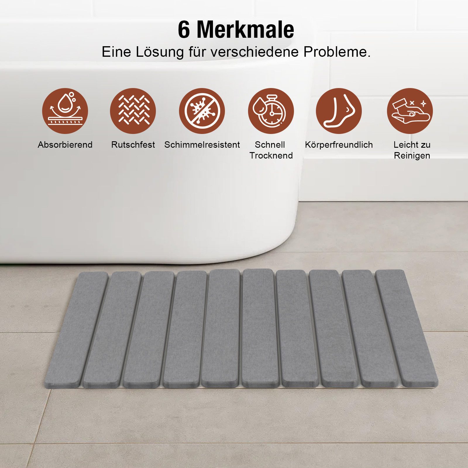 Youyijia Badematte Faltbare Stein-Badematte Kieselgur 40X60cm Super Saugfähig – Bild 4 von 5