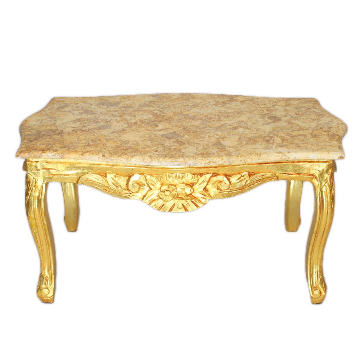 Casa Padrino Couchtisch Barock Couchtisch Gold mit Marmorplatte in Creme -  Möbel Tisch Antik Stil