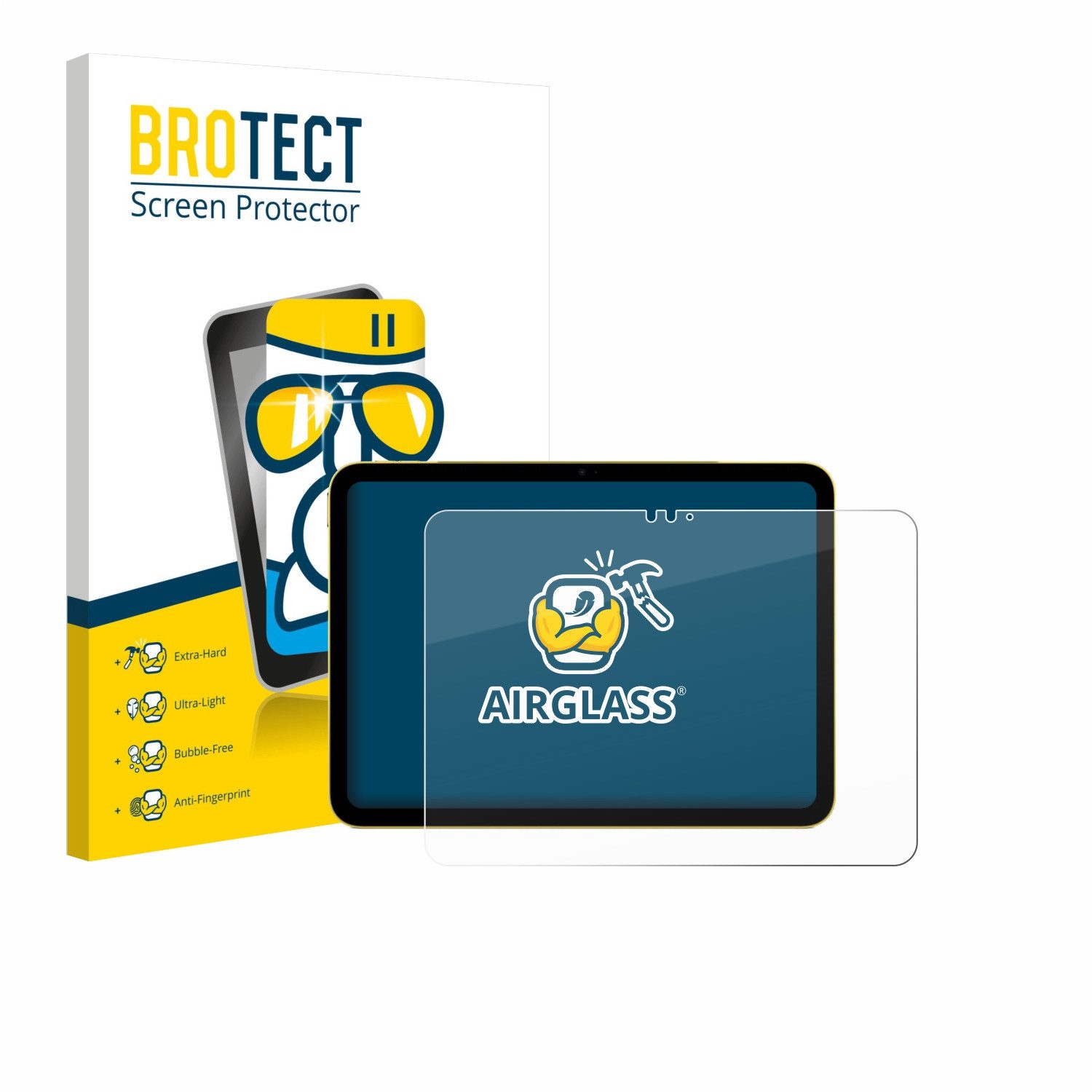 BROTECT Displayschutzglas Folie für Apple iPad Air 11" M3 WiFi 2025, Schutzfolie Glas Panzer Display Schutz klar