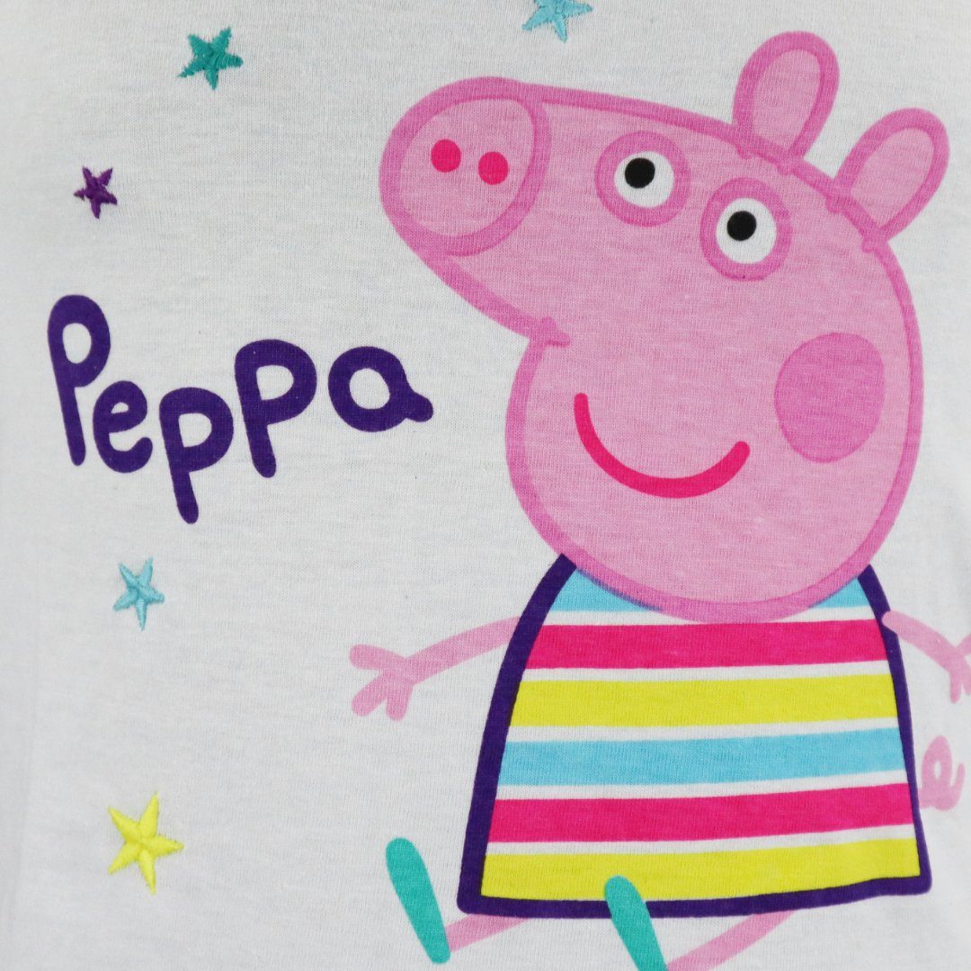 100% 92 116, Wutz Peppa Langarmshirt Pig Baumwolle Weiß T-Shirt bis langarm Gr. Kinder PEPPA