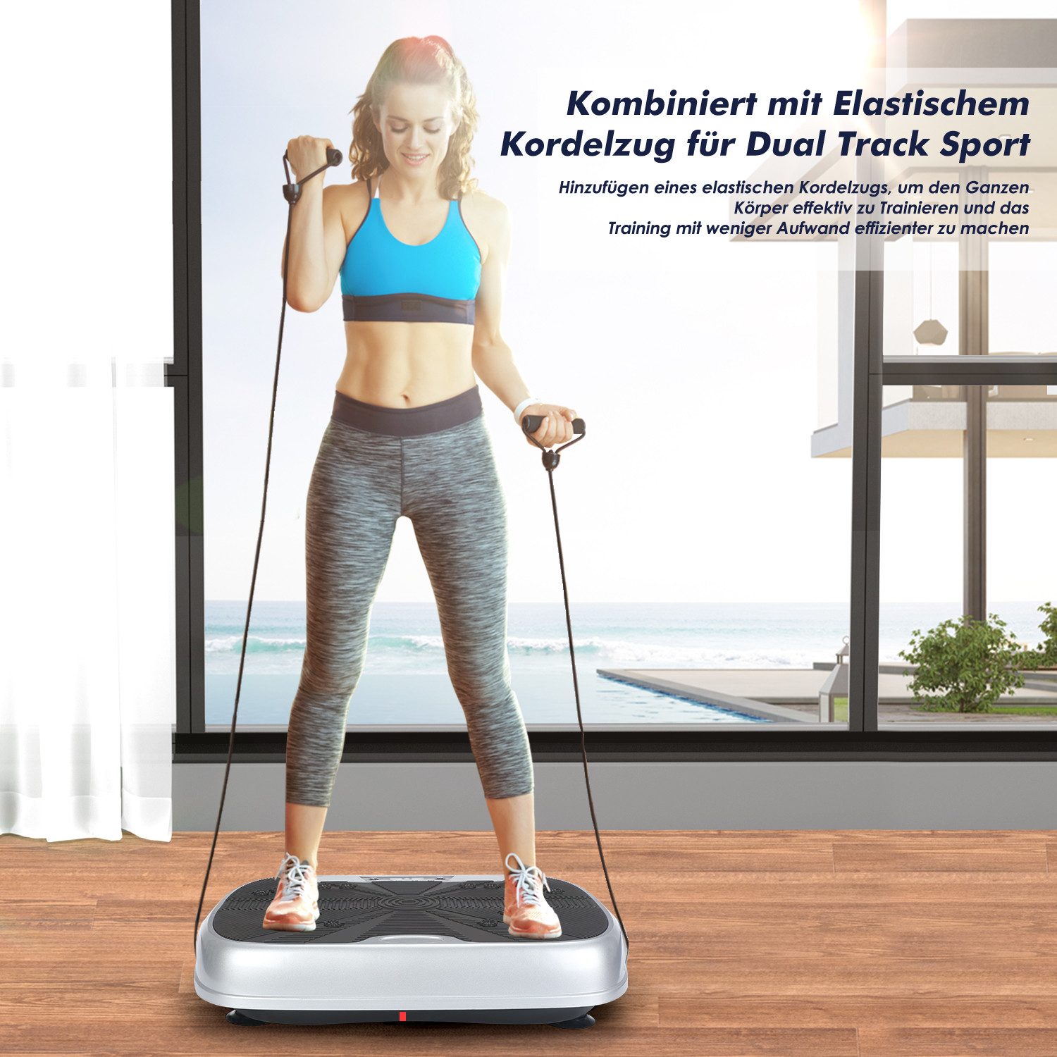 kehot Vibrationsplatte Vibrationsplatte mit Doppelmotoren, Fernbedienung & Trainingsbänder, 200 W, 99 Intensitätsstufen, (für Abnehmen, Ganzkörpertraining, Muskelaufbau - Massagegerät), 120 kg Kapazität Vibrationsplatte für Home Workout