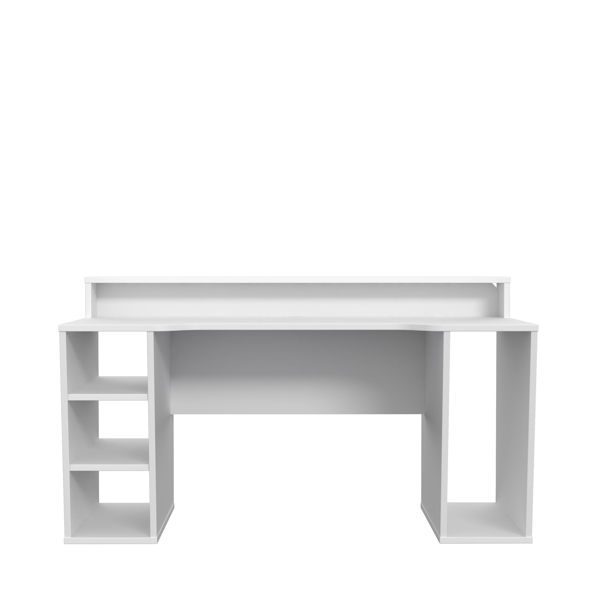 freiraum Schreibtisch TEZAUR, LED-Beleuchtung, Ablage, Fächer, in Weiss - 160x91x72cm (BxHxT)