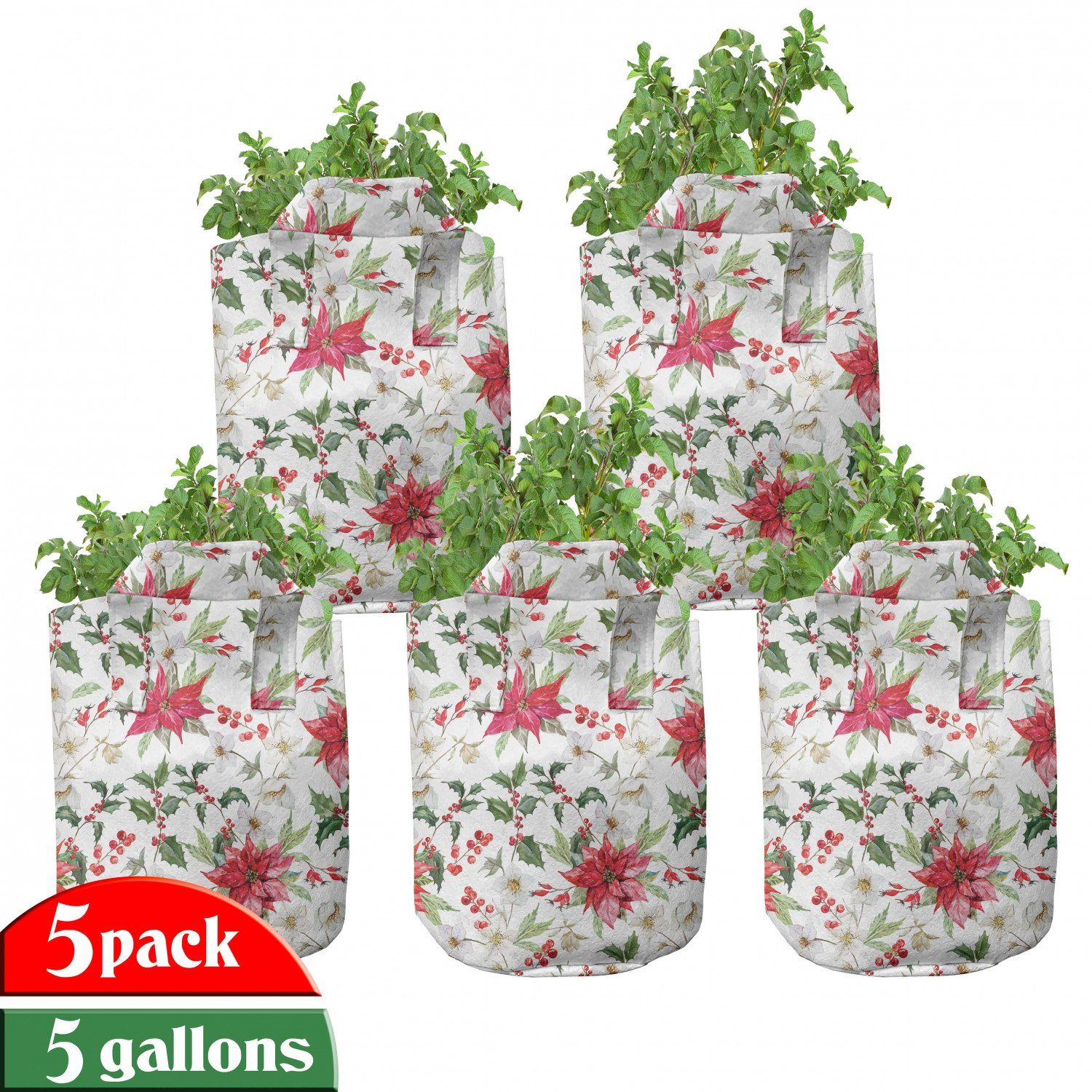 Abakuhaus Pflanzkübel hochleistungsfähig Stofftöpfe mit Griffen für Pflanzen, Blumen Weihnachten Blumen Knospen | Pflanzkübel