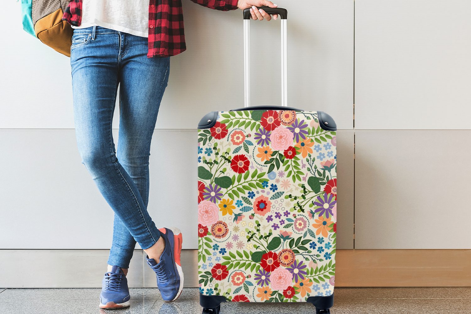 Reisetasche Reisekoffer Handgepäck - mit MuchoWow Rollen, Ferien, - 4 Blätter für Design, Trolley, Handgepäckkoffer rollen, Blumen