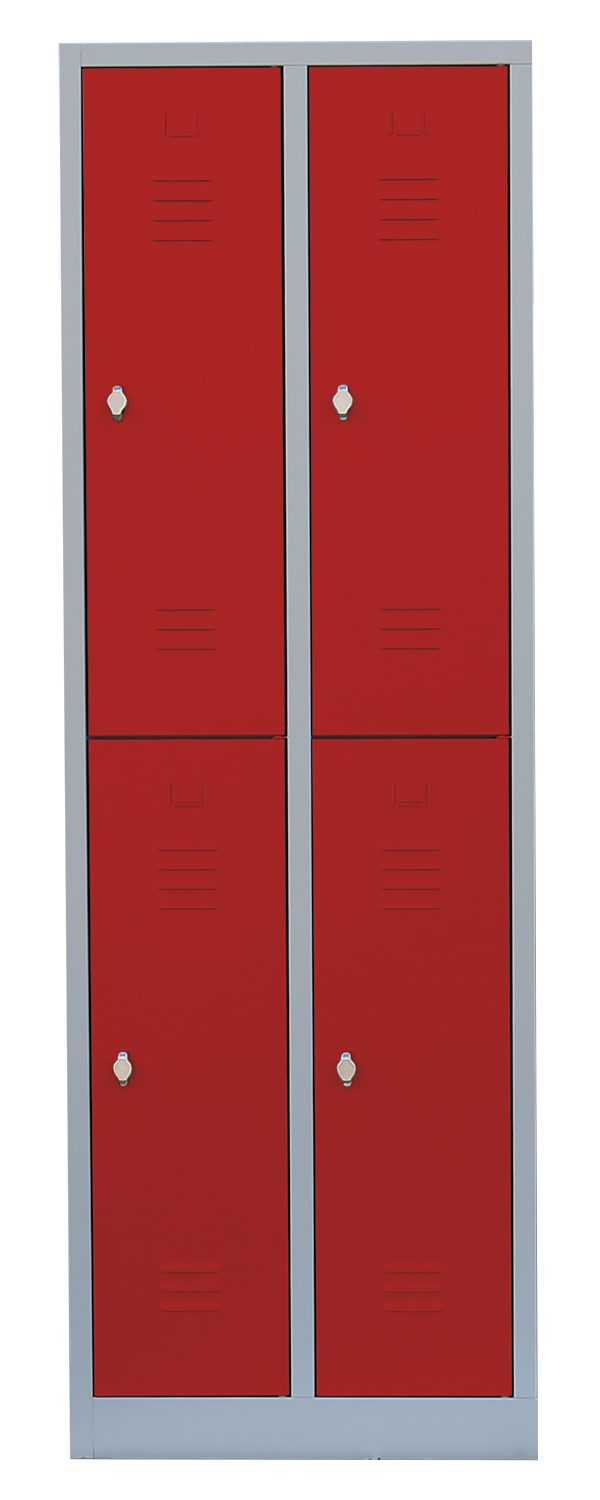Steelboxx Spind Garderobenschrank, 2 Abteile doppelstöckig, H 1950 x B 600 x T 500 mm (1-St) Komplett verschweißt und montiert - keine Montage erforderlich
