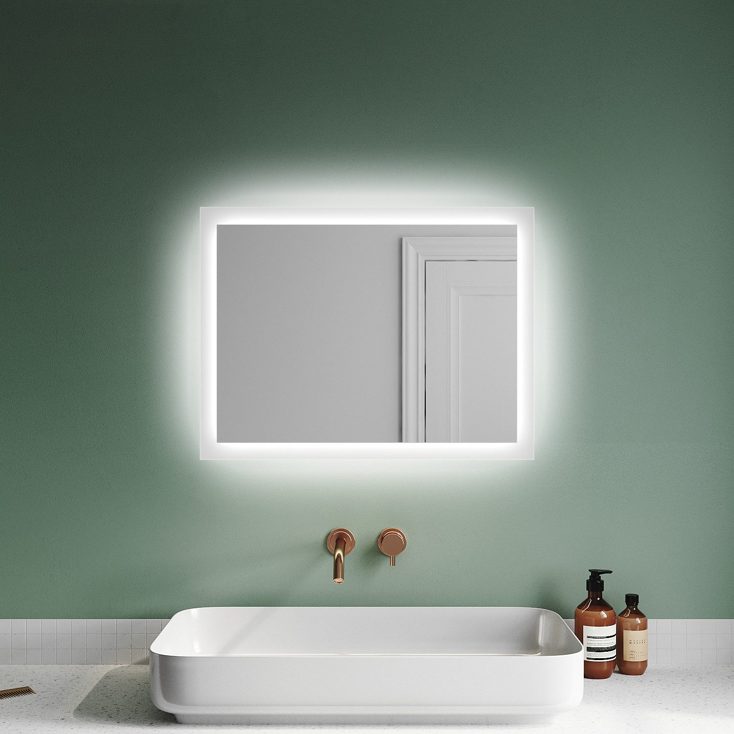 Badspiegel mit Beleuchtung LED Badezimmerspiegel,Wandschalter,kaltweiß,IP44