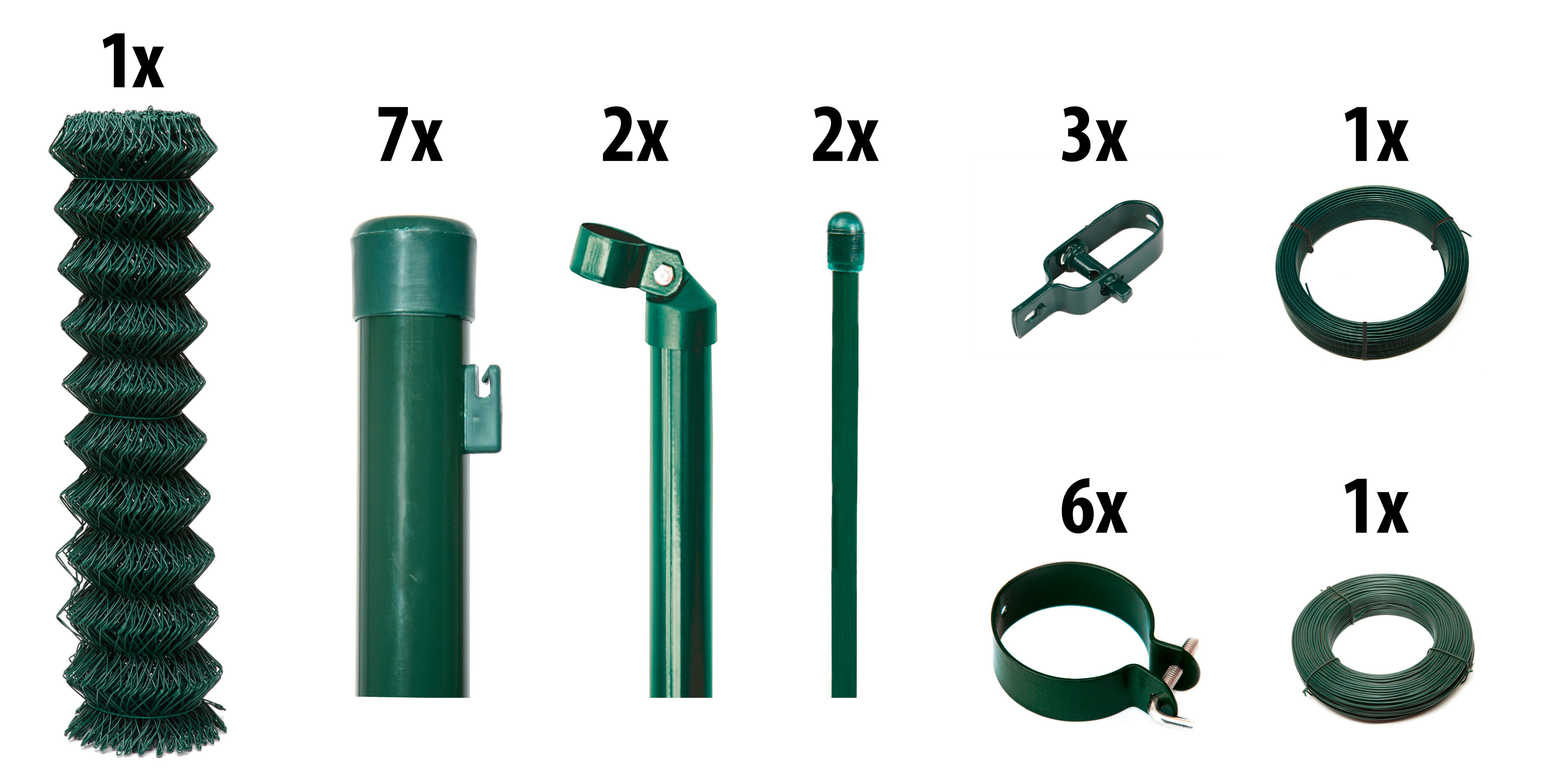 GARDEN 'N' MORE Maschendrahtzaun, (Set), 1 Element für 15 m, LxH: 1500 x 83 cm, mit 7 Pfosten