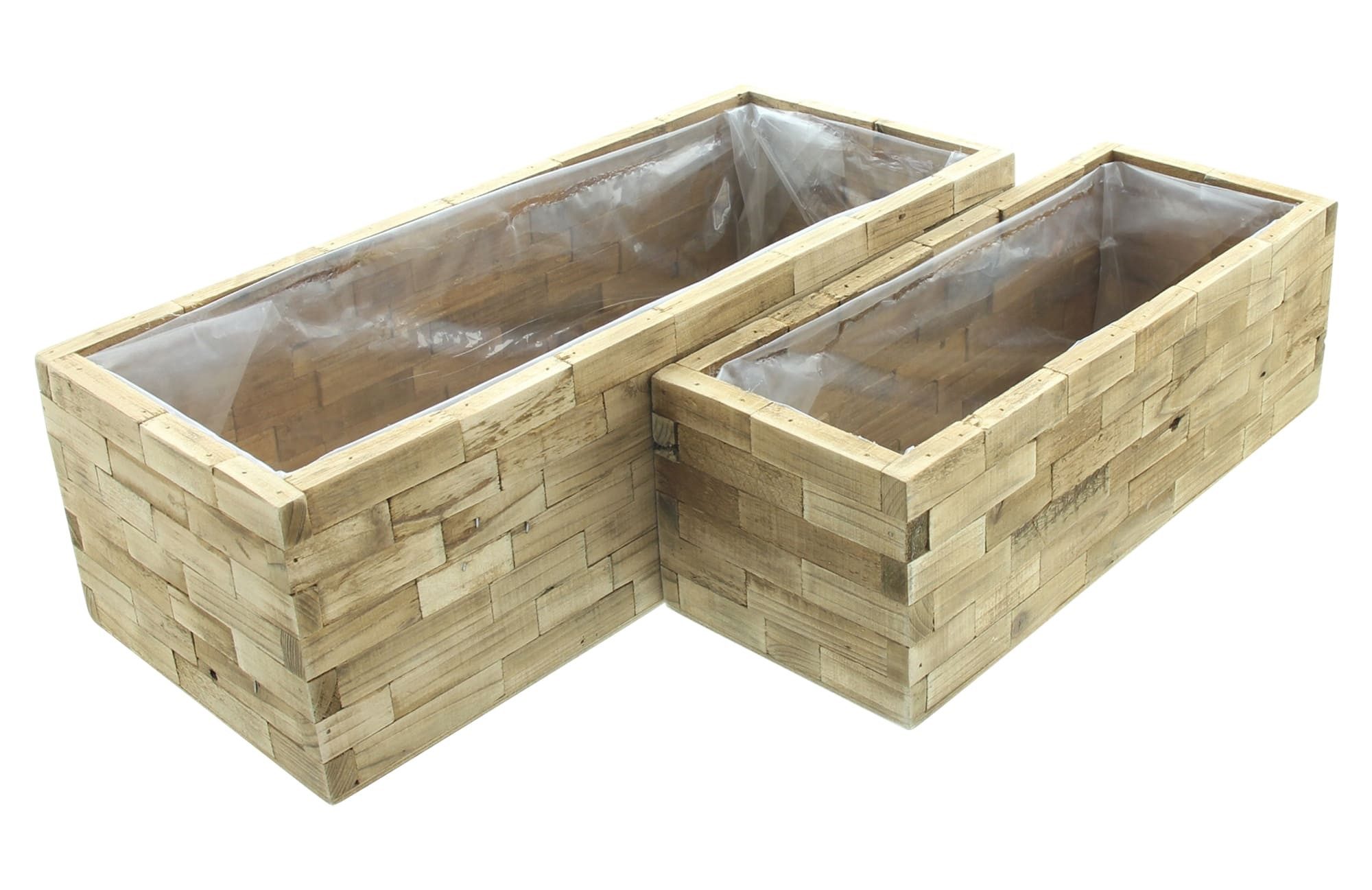Dekoleidenschaft Blumenkasten "Puro" aus recyceltem Holz, Pflanzkasten Blumentopf für Zimmerpflanzen (2 St., im Set), Pflanzentopf, Übertopf, Pflanzgefäß, Blumenkübel