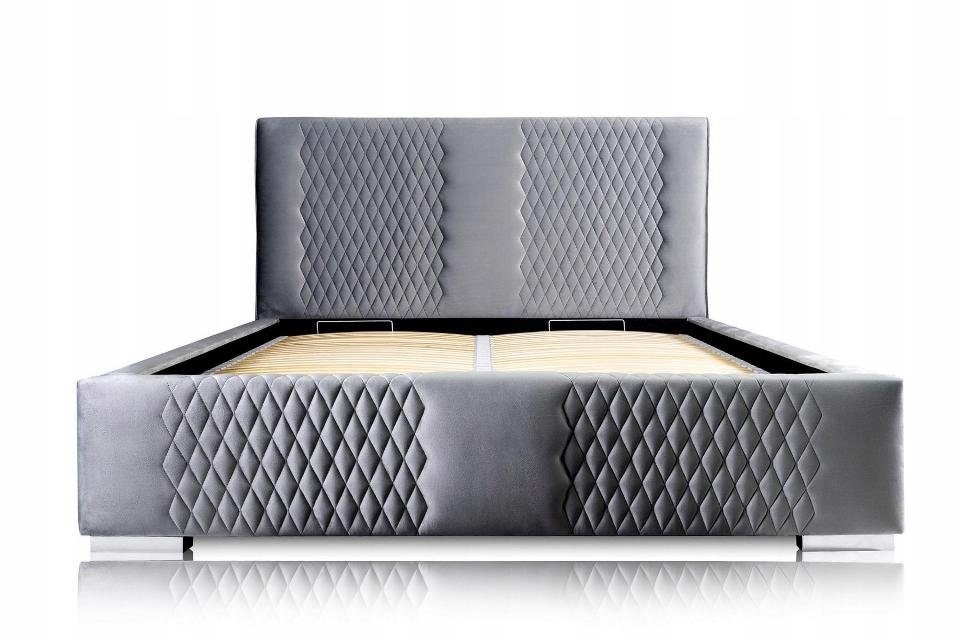 Polster Elegantes Doppelbett Bett Bett Stoff Modern JVmoebel Bettgestell, Grau