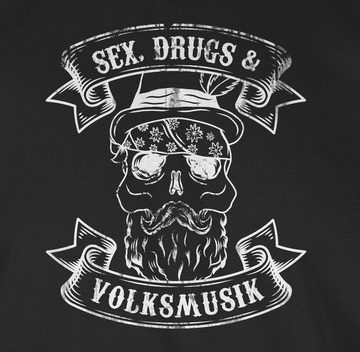 Shirtracer T-Shirt Sex Drugs Volksmusik Totenkopf Mode für Oktoberfest Herren