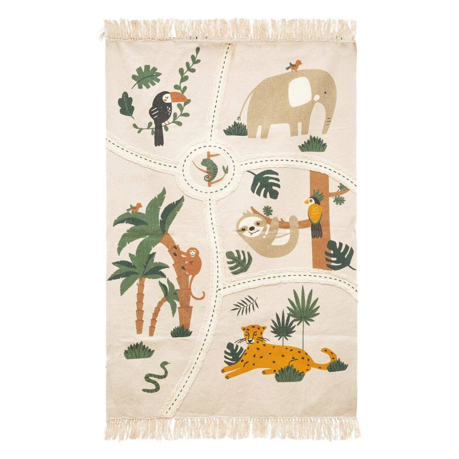 Kinderteppich Kinderteppich JUNGLE, Landkarte, Baumwolle, 150 x 100 cm