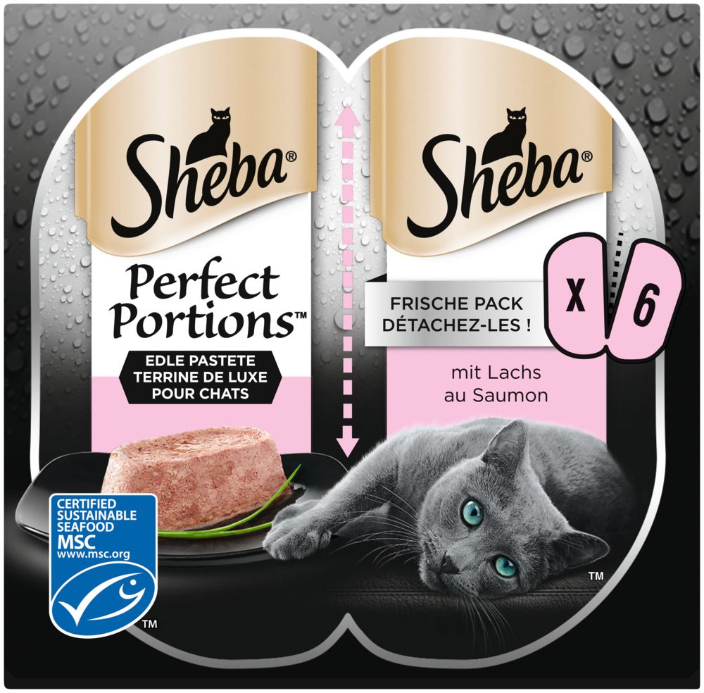 Sheba SHEBA® PERFECT PORTIONS™ mit Lachs MSC 6 x 37,5g, Nassfutter für: Katze