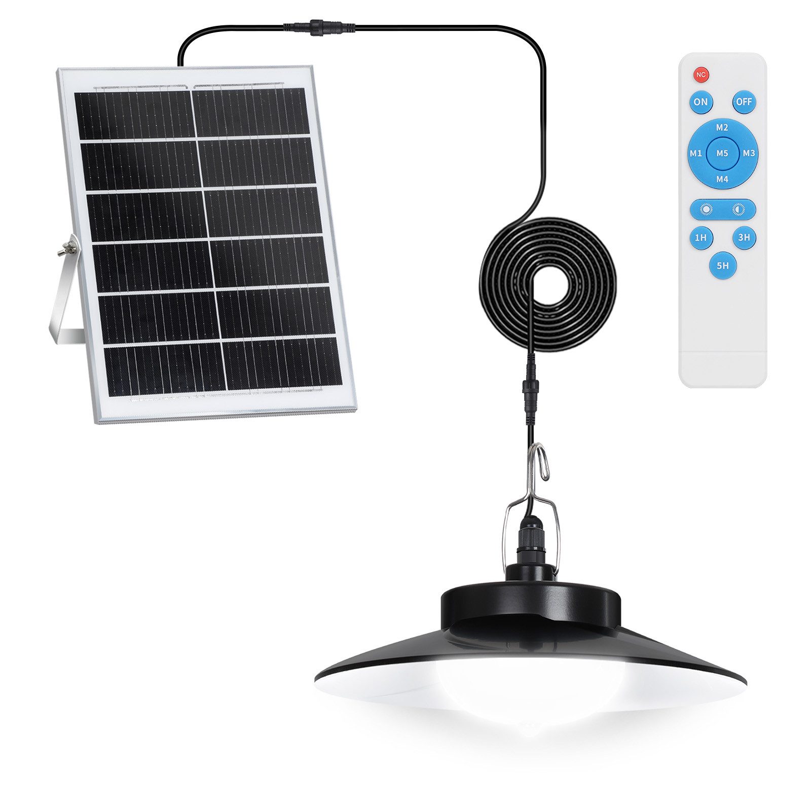 Rosnek LED Solarleuchte IP65 Wasserdichte Dimmbar Solarlampen für Außen mit Bewegungssensor, 5 Modi Solar Hängelampe mit 5m Kabel für Garten Balkon Pavillon