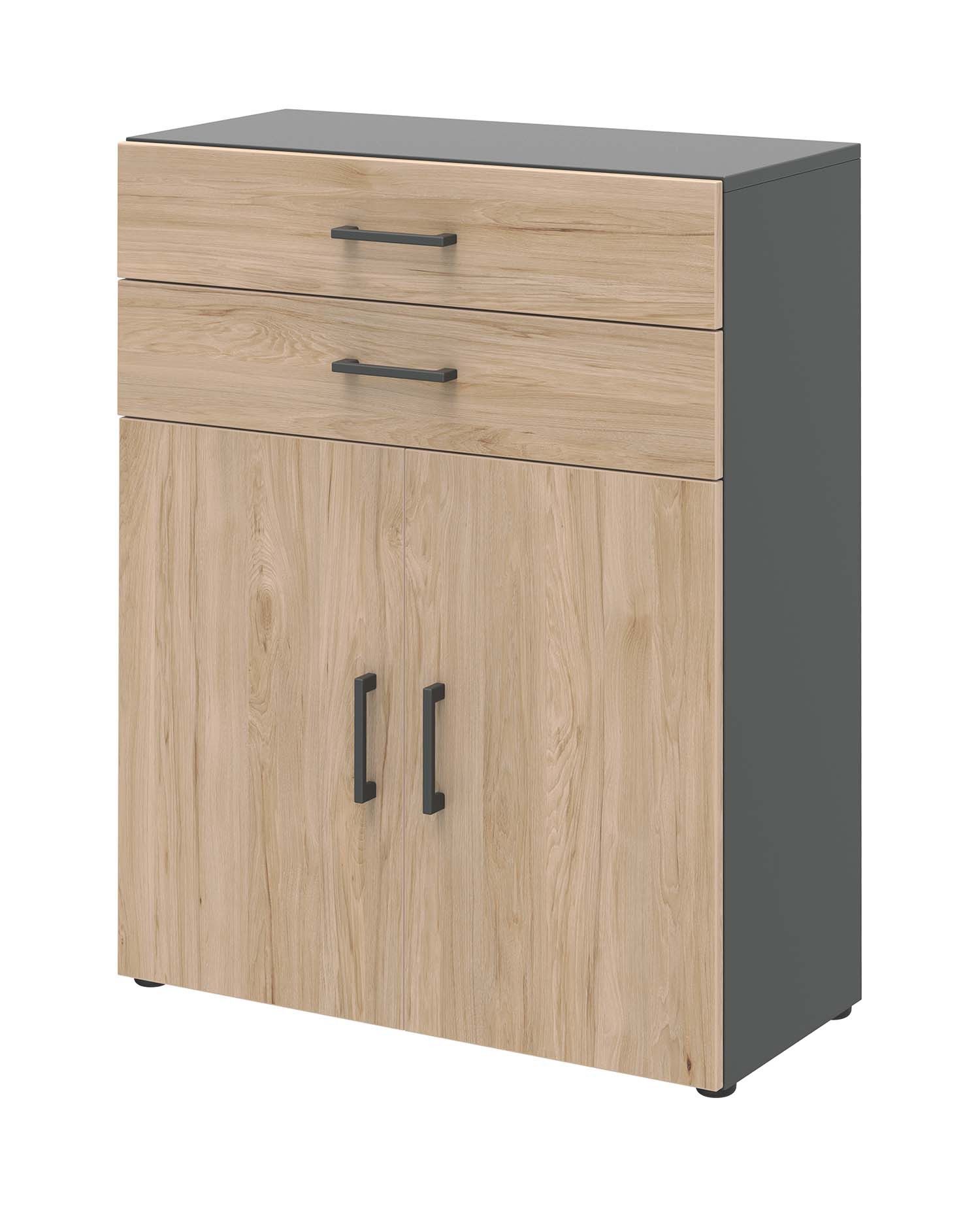 röhr Aktenschrank Aktenschrank IV - 2 Fächer, 2 Schubkästen - Anthrazit/Hickory