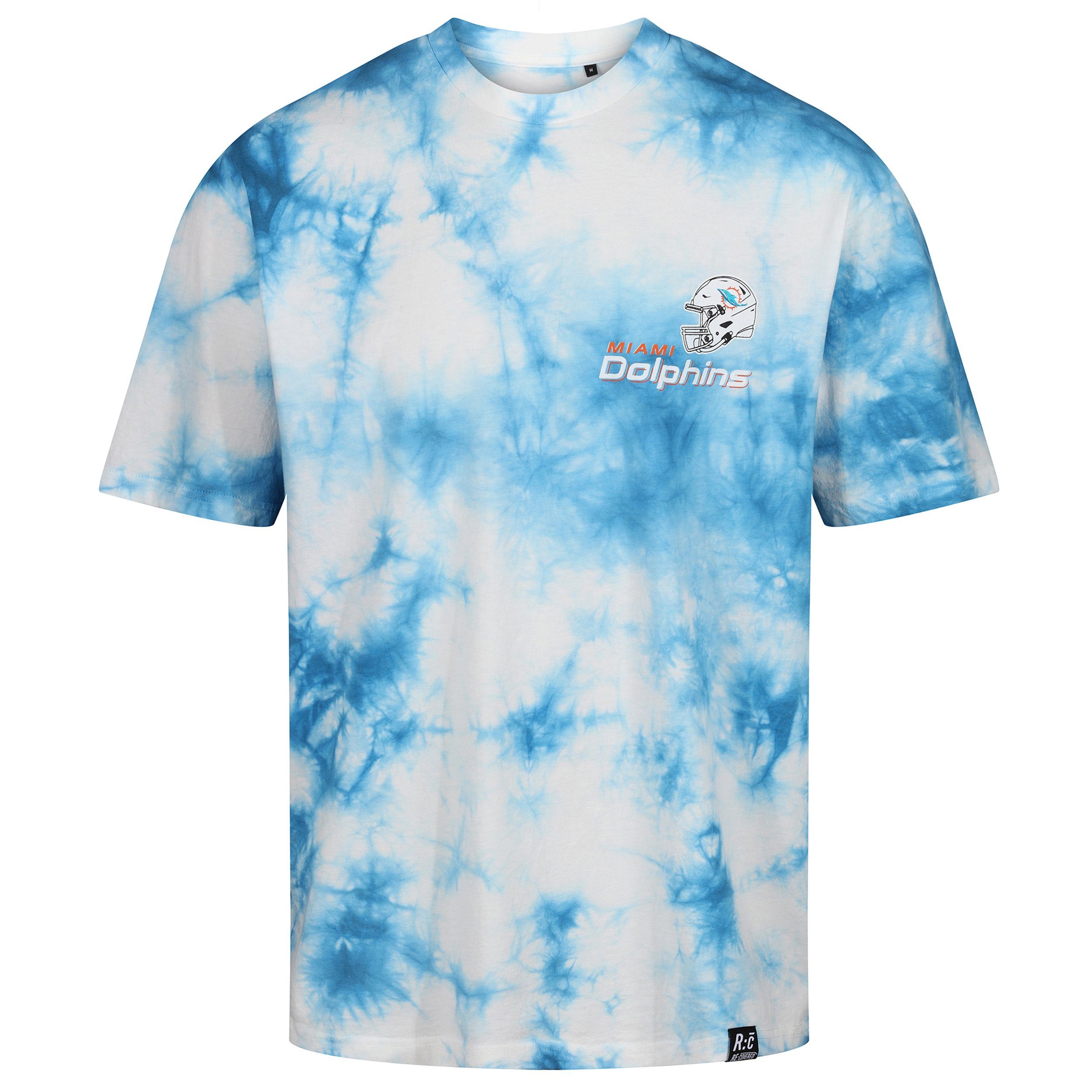 Recovered Print-Shirt Miami Dolphins - NFL - Tie-Dye Relaxed T-Shirt, Mark Blue S
