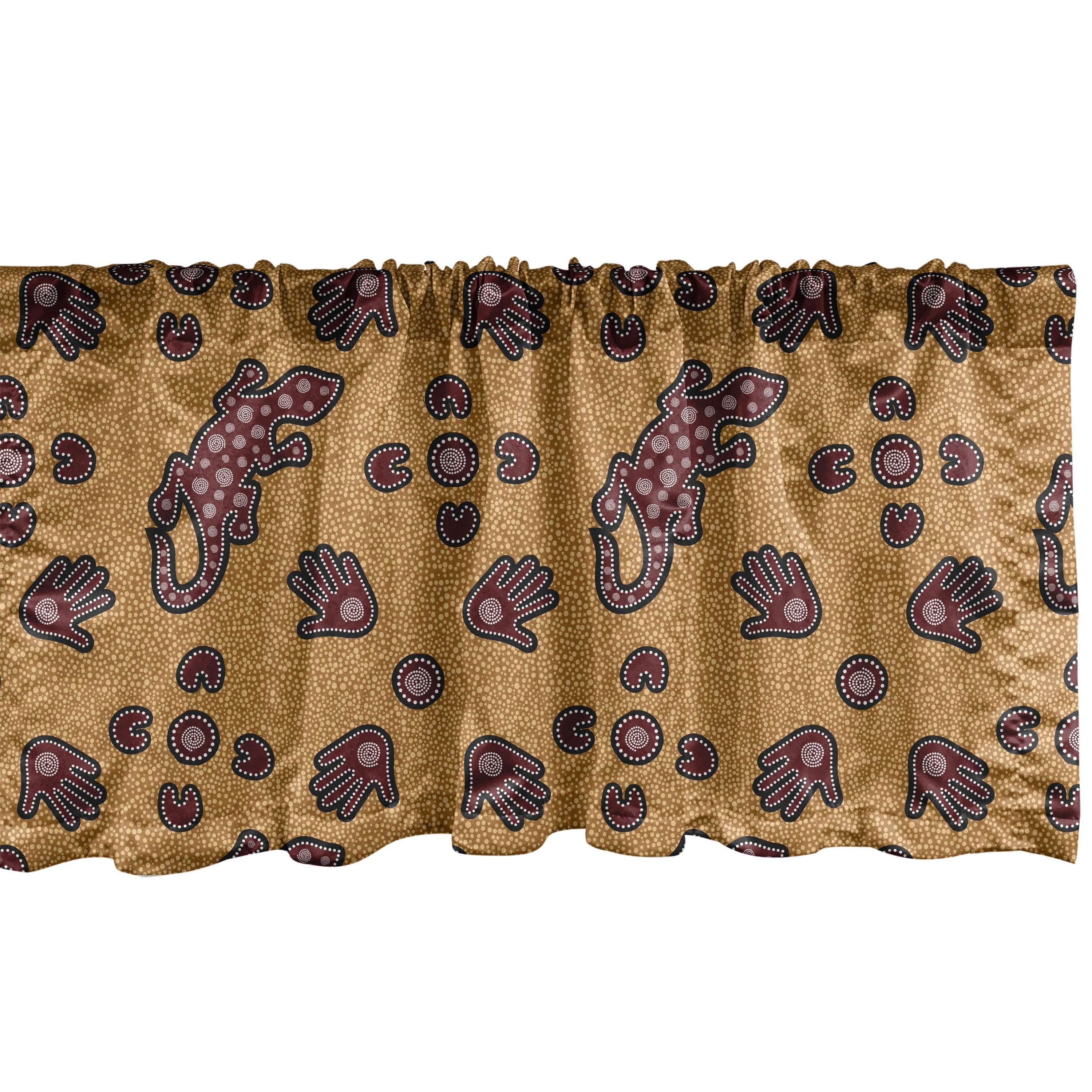 Scheibengardine Vorhang Volant für Küche Schlafzimmer Dekor mit Stangentasche, Abakuhaus, Microfaser, Aboriginal Reptile und Hand
