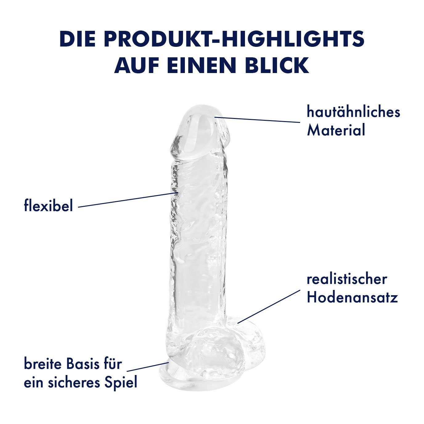 22 beweglich; Dildo ohne cm M. Weichmacher; Naturdildo, realistisch Transparenter Saugfuß; EIS EIS