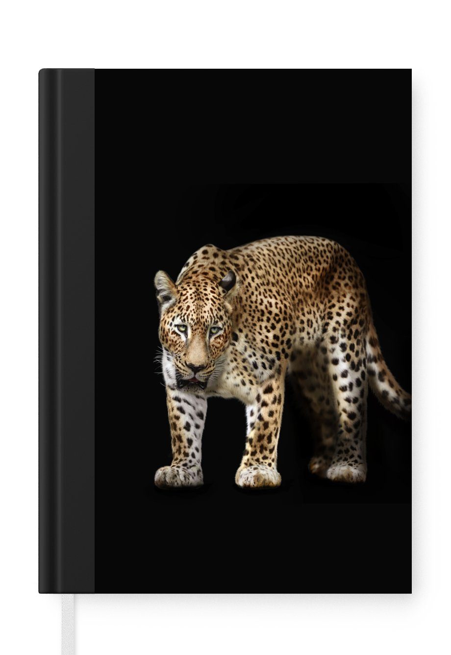 MuchoWow Notizbuch Leopard - Schwarz - Tiere, Journal, Merkzettel, Tagebuch, Notizheft, A5, 98 Seiten, Haushaltsbuch