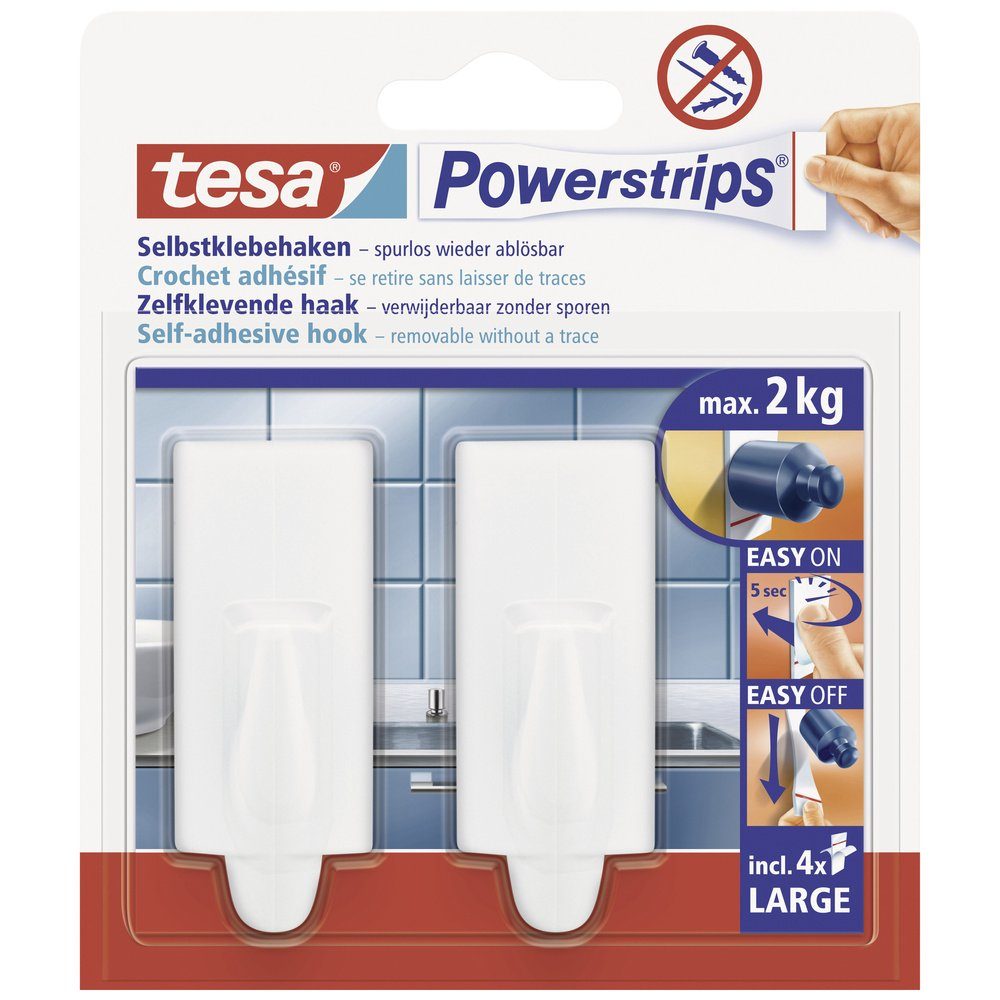 Klebehaken tesa POWERSTRIPS® Klebehaken Large Trend Weiß Inhalt: 2 St.