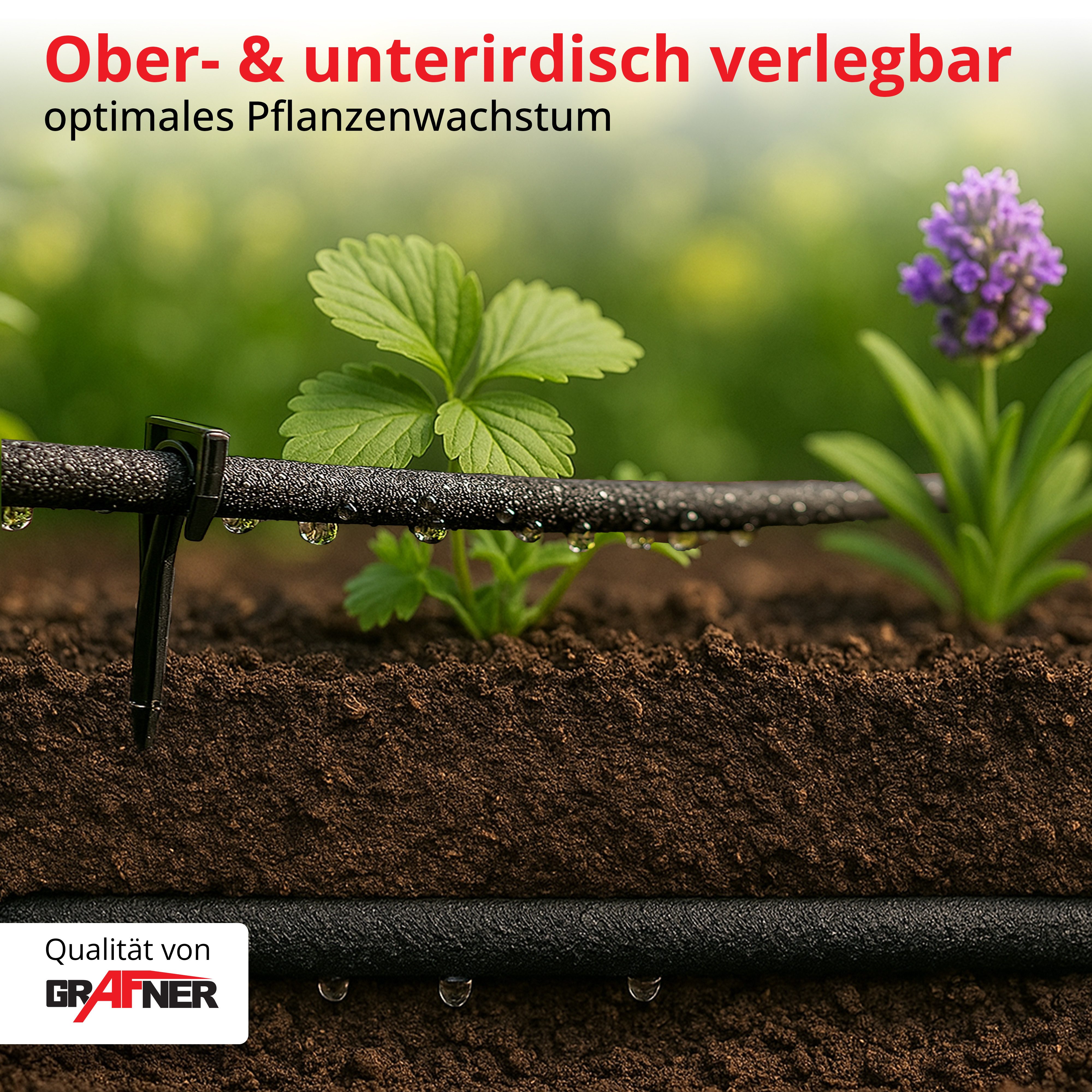 Grafner Bewässerungsschlauch Bewässerungsschlauch Perlschlauch 15m mit Perlfunktion Set, Einsparung bis zu 70%, (1), Adapter von 1/2 Zoll zu 3/4 Zoll