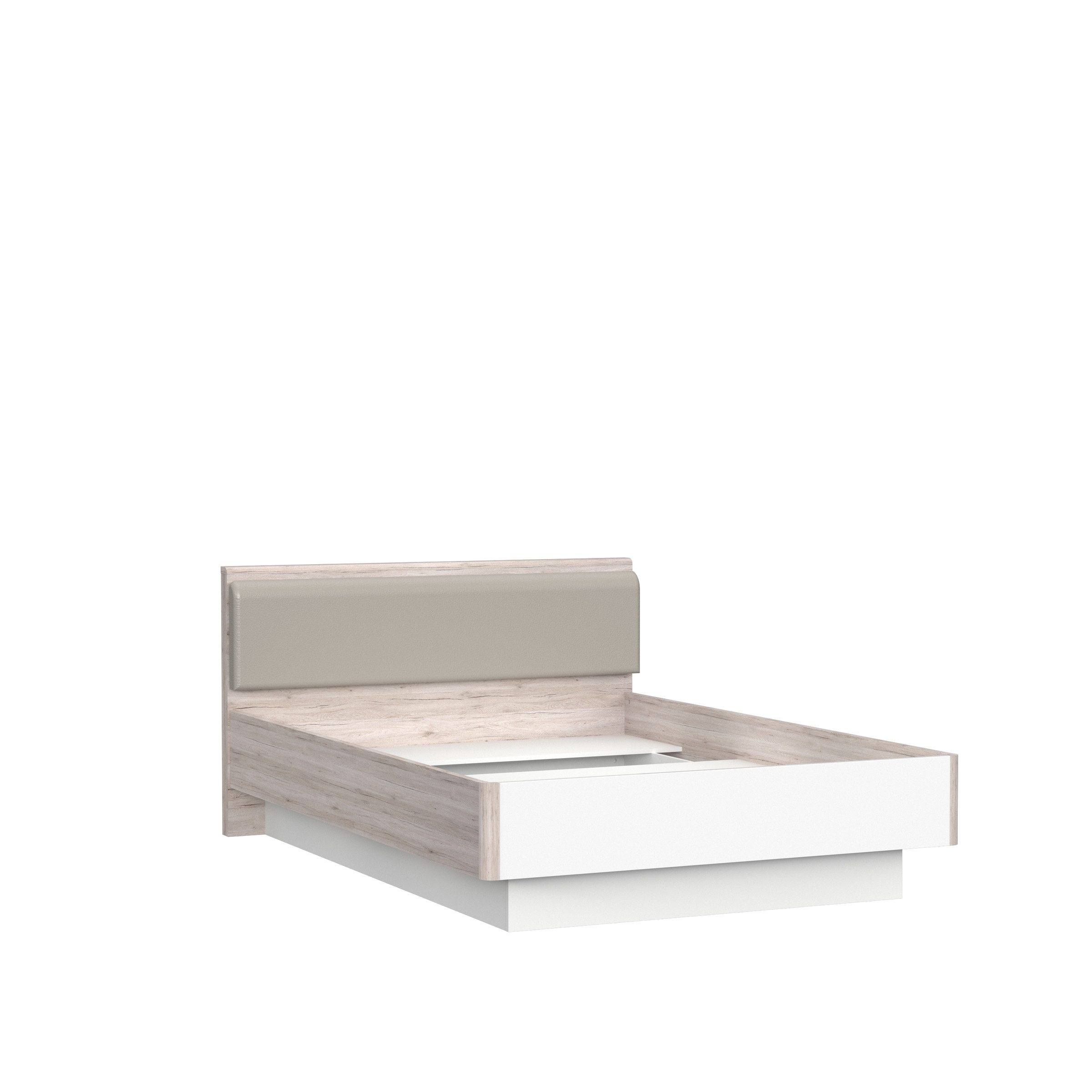 FORTE Bett in Sandeiche / Weiss Glanz - 146,2x87,7x209,6cm (BxHxT)
