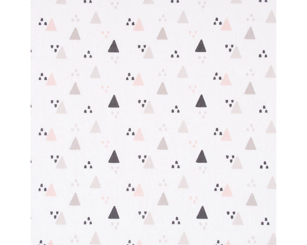 Thumbnail - SCHÖNER LEBEN. Stoff Baumwollstoff Trigolo Triangel Dreiecke weiß natur rosa 1,40m Breite, pflegeleicht