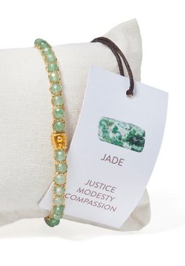 SAMAPURA Armband Grünes Jade-Armband, Gold Faden