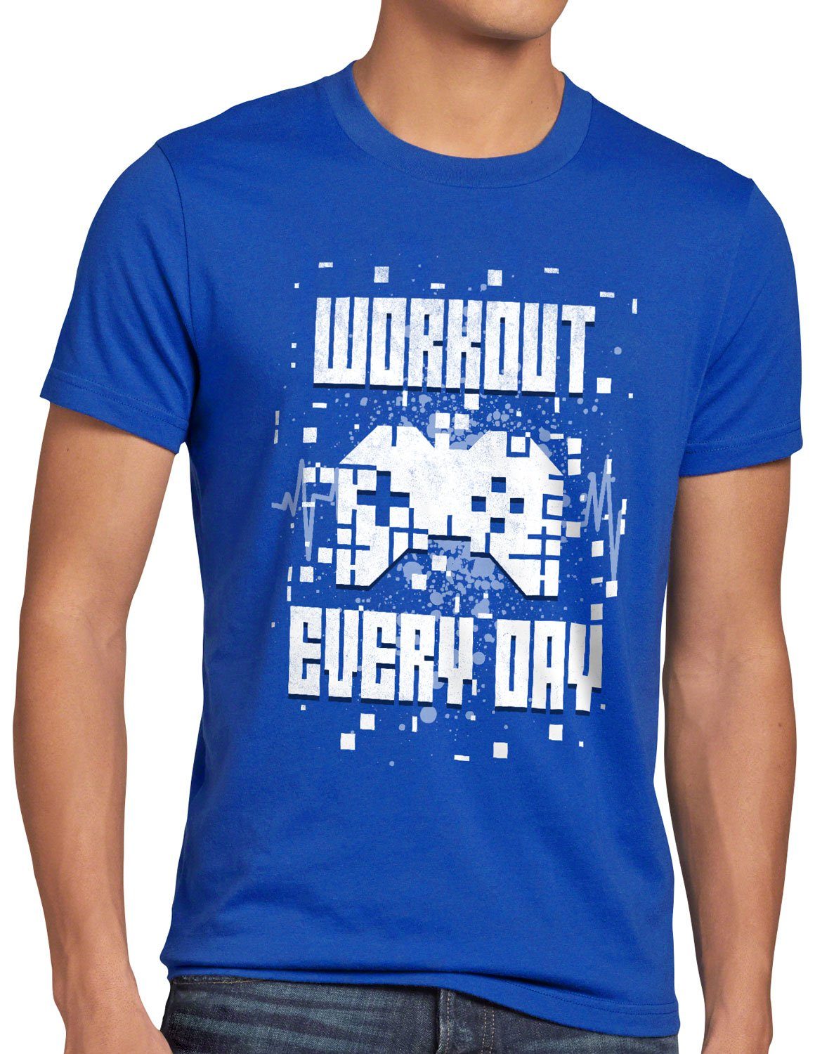 style3 Print-Shirt Herren T-Shirt Gamer Workout Play Fitness Gamepad Clan blau