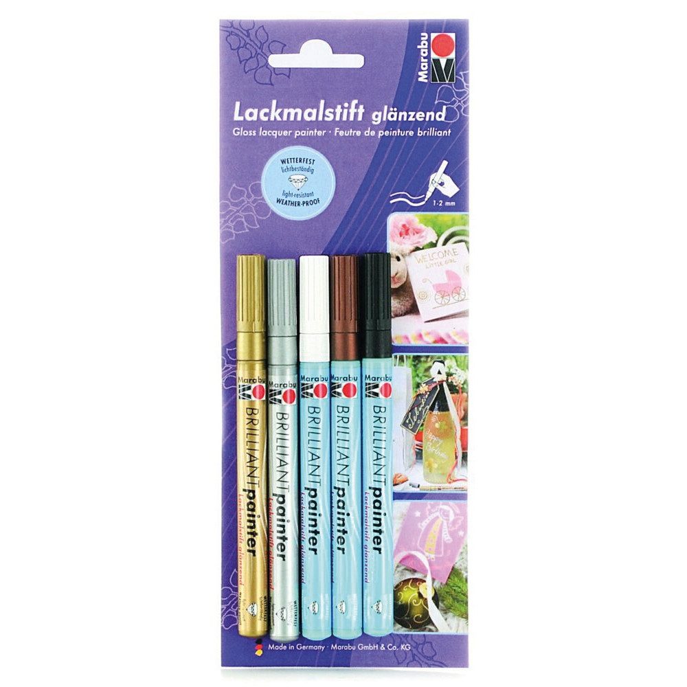 Lackmarker Marabu Brillant Painter Deluxe 5 Teile sortiert
