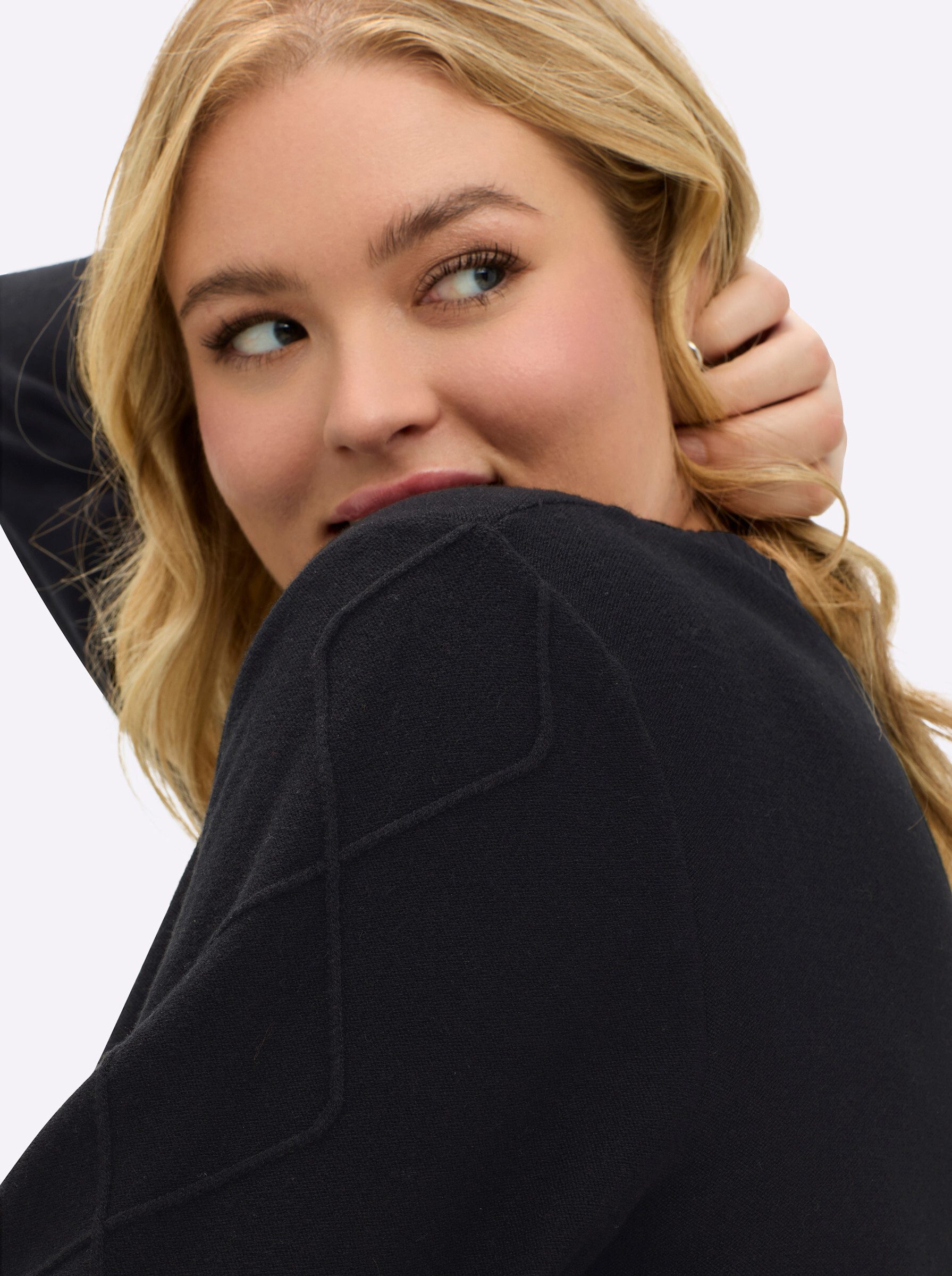 Sheego Strickpullover Pullover Langarm Links-Strick, Mustermix gestrickt