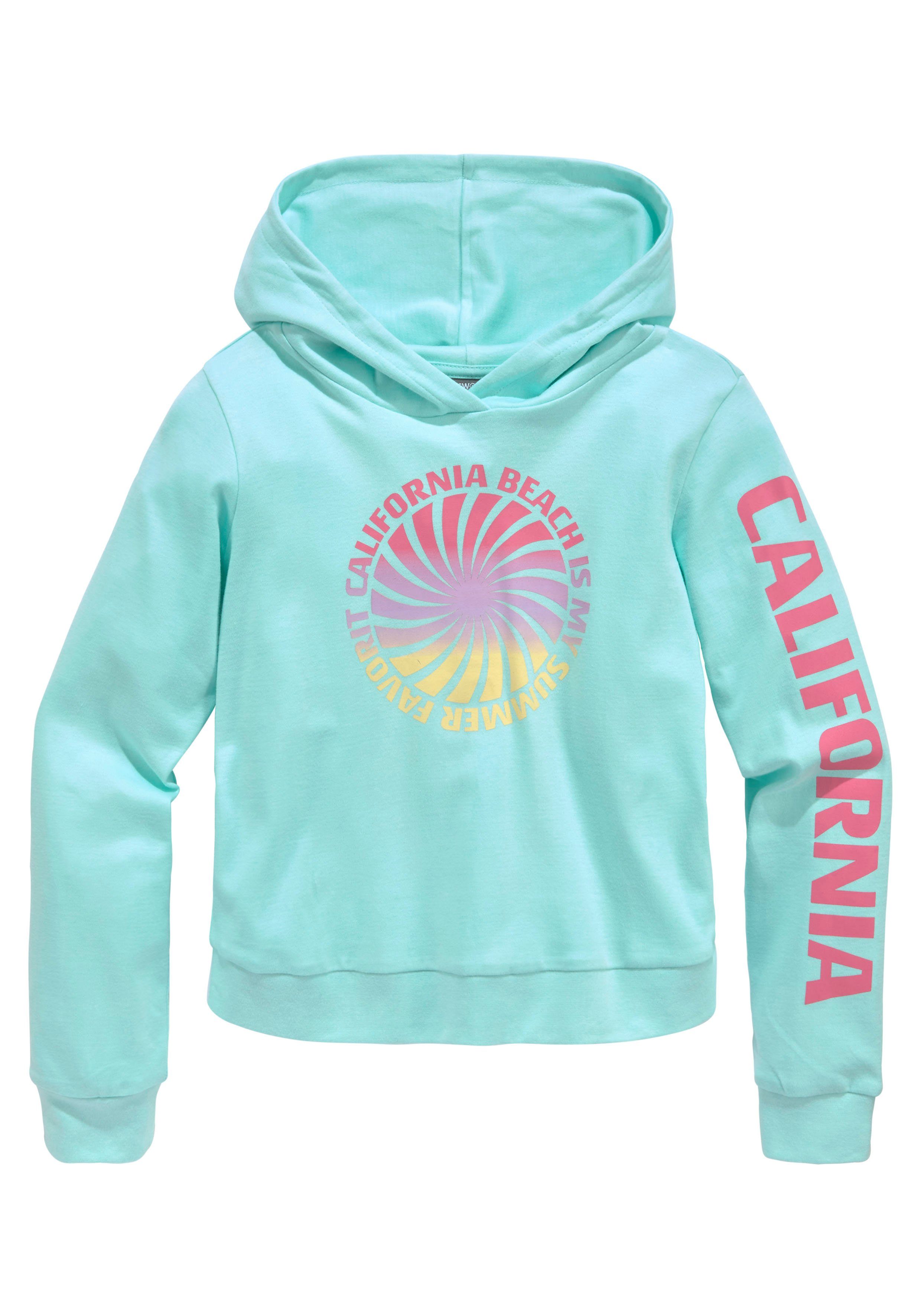 KIDSWORLD Kapuzenshirt, Langarmshirt mit Ärmelprint Langarm, gerade Passform, mit coolem Aufdruck. Reduzierter Preis € 21,99. Unverbindliche Preisempfehlung € 26,99, (€ 21,99 pro 1 Stk)