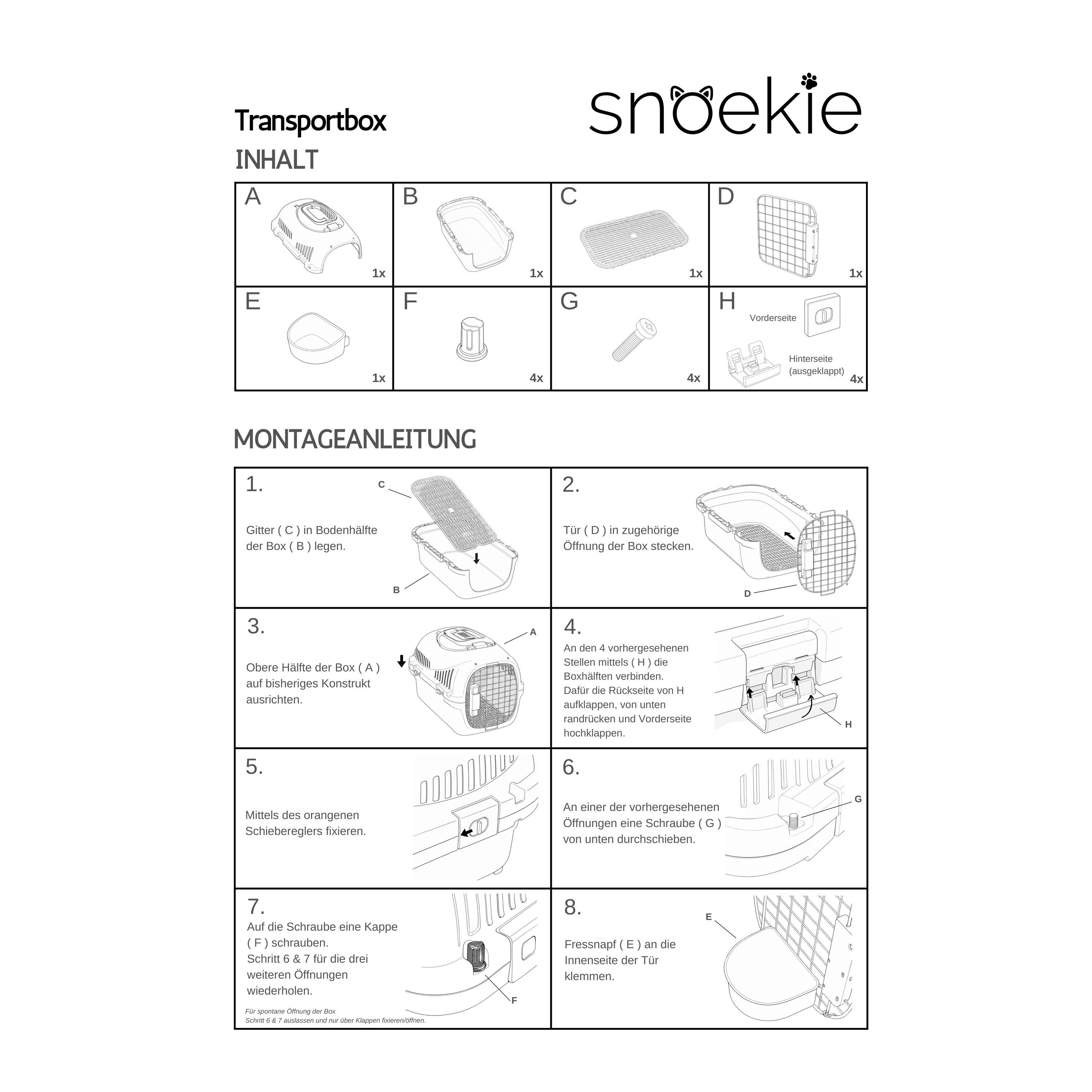 SNOEKIE Tiertransportbox SNOEKIE Transportbox für Katzen & kleine Hunde mit 2 Öffnungen