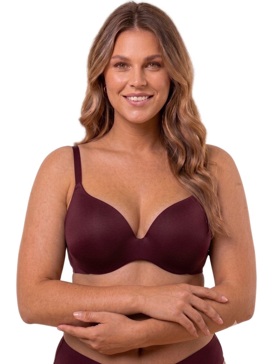 Royal Lounge Intimates T-Shirt-BH Royal Fit Bordeaux Nahtlos, keine einschneidenden Gummis, gepolsterte Bügel