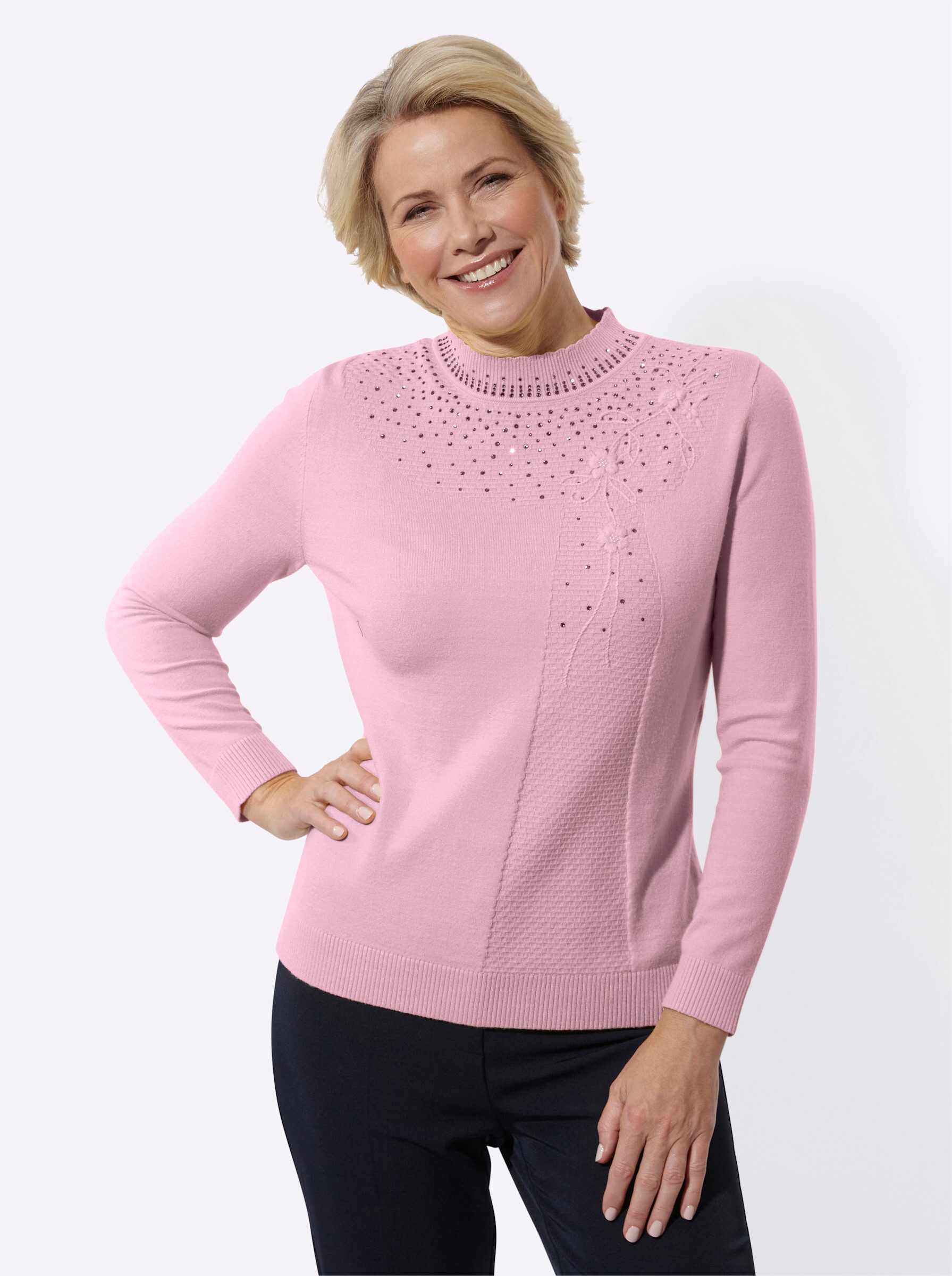 Strickpullover Stehkragen-Pullover Langarm Jersey