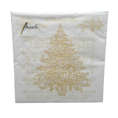 Ambiente Papierserviette, (20 St), "O Christmas Tree" mit goldenem Druck, 20 Stück