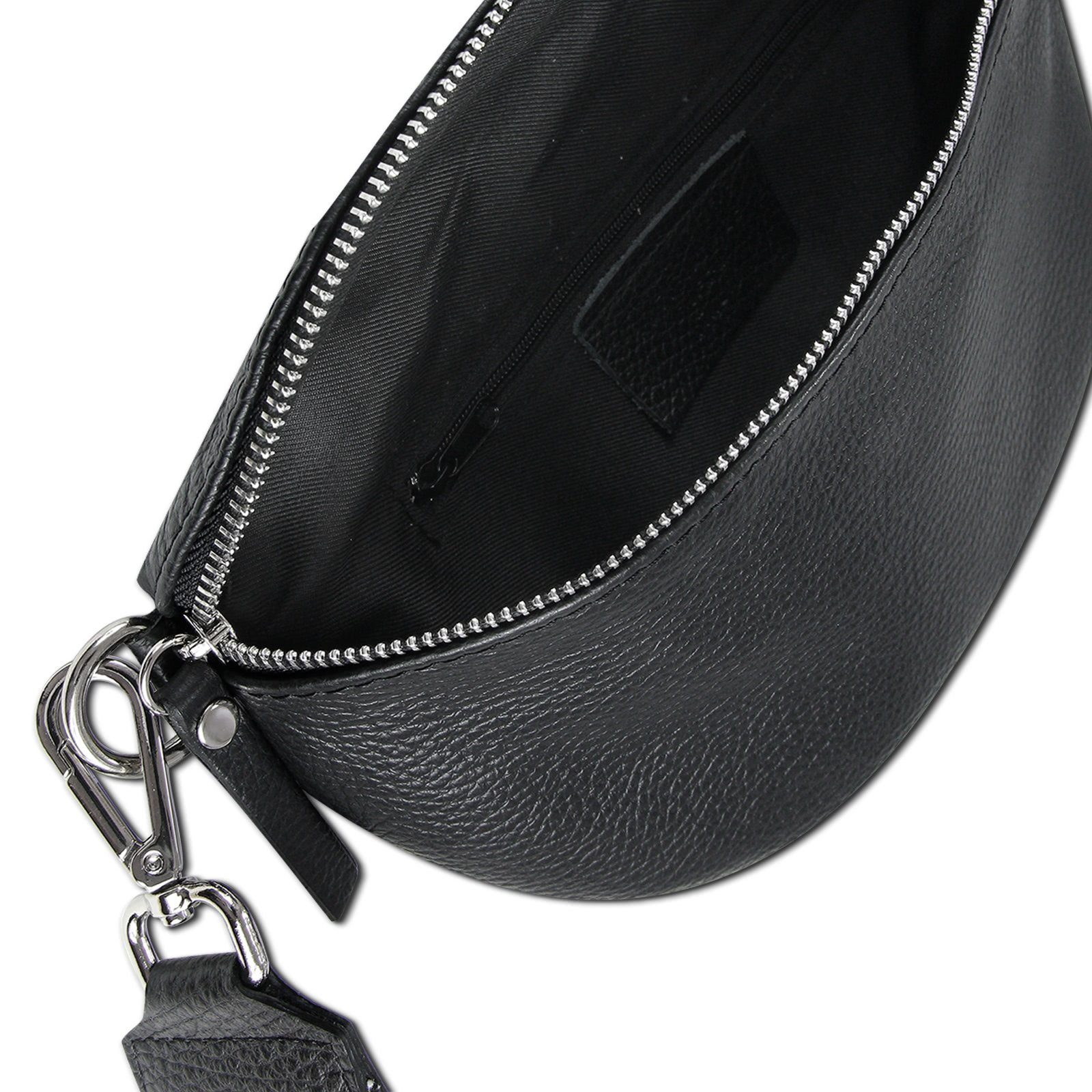 Toscanto Gürteltasche Toscanto Damen Gürteltasche Leder schwarz (Gürteltasche), Damen Gürteltasche Leder, schwarz, mehrfarbig ca. 25cm x ca. 15cm