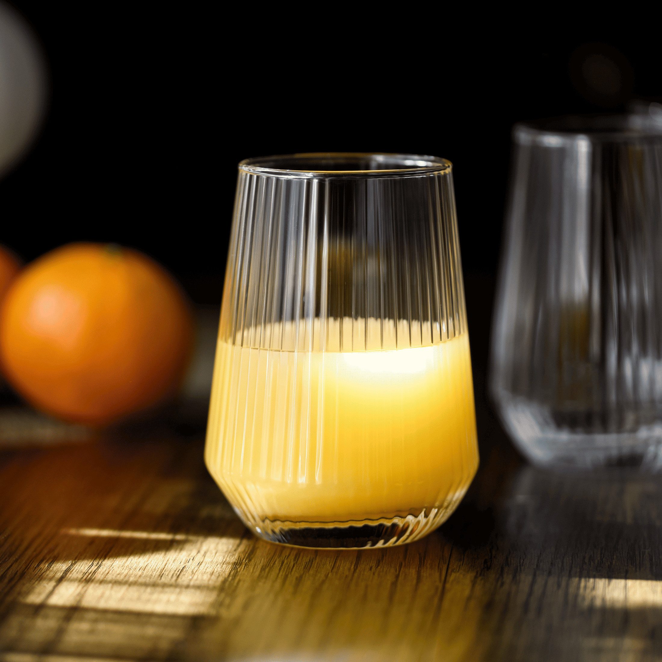 Sendez Longdrinkglas 6er Set 400 ml geriffelt Glas Wassergläser Saftgläser, 6-tlg., Glas